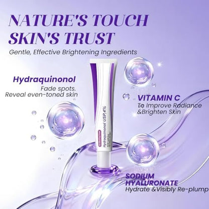 Rivocoda Hydraquinon0l Dark Spot Brightening Cream - 4% Bleaching Cream, Non-Irritating Hydrating Face Moisturizer for All Skin Types, 1oz Avelisse