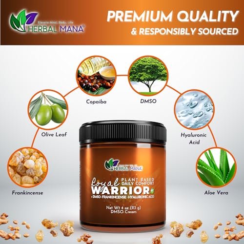 Herbal Mana Frankincense DMSO Body Cream with Magnesium & Hyaluronic Acid | Royal Warrior - 4 oz Avelisse