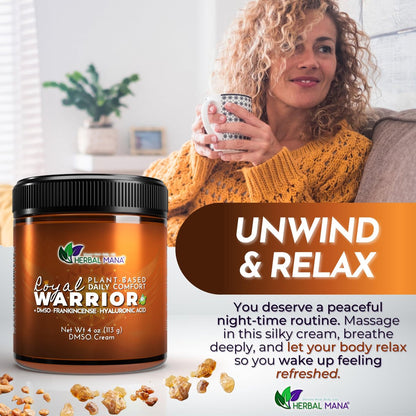 Herbal Mana Frankincense DMSO Body Cream with Magnesium & Hyaluronic Acid | Royal Warrior - 4 oz Avelisse