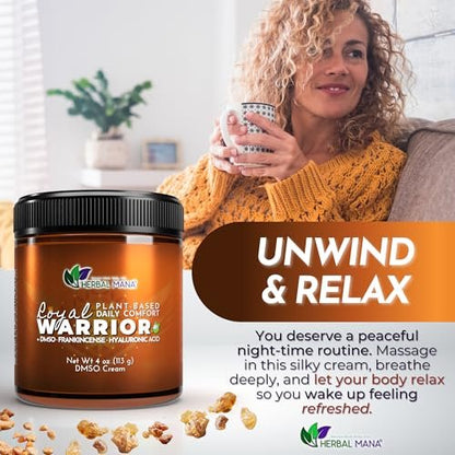 Herbal Mana Frankincense DMSO Body Cream with Magnesium & Hyaluronic Acid | Royal Warrior - 4 oz Avelisse