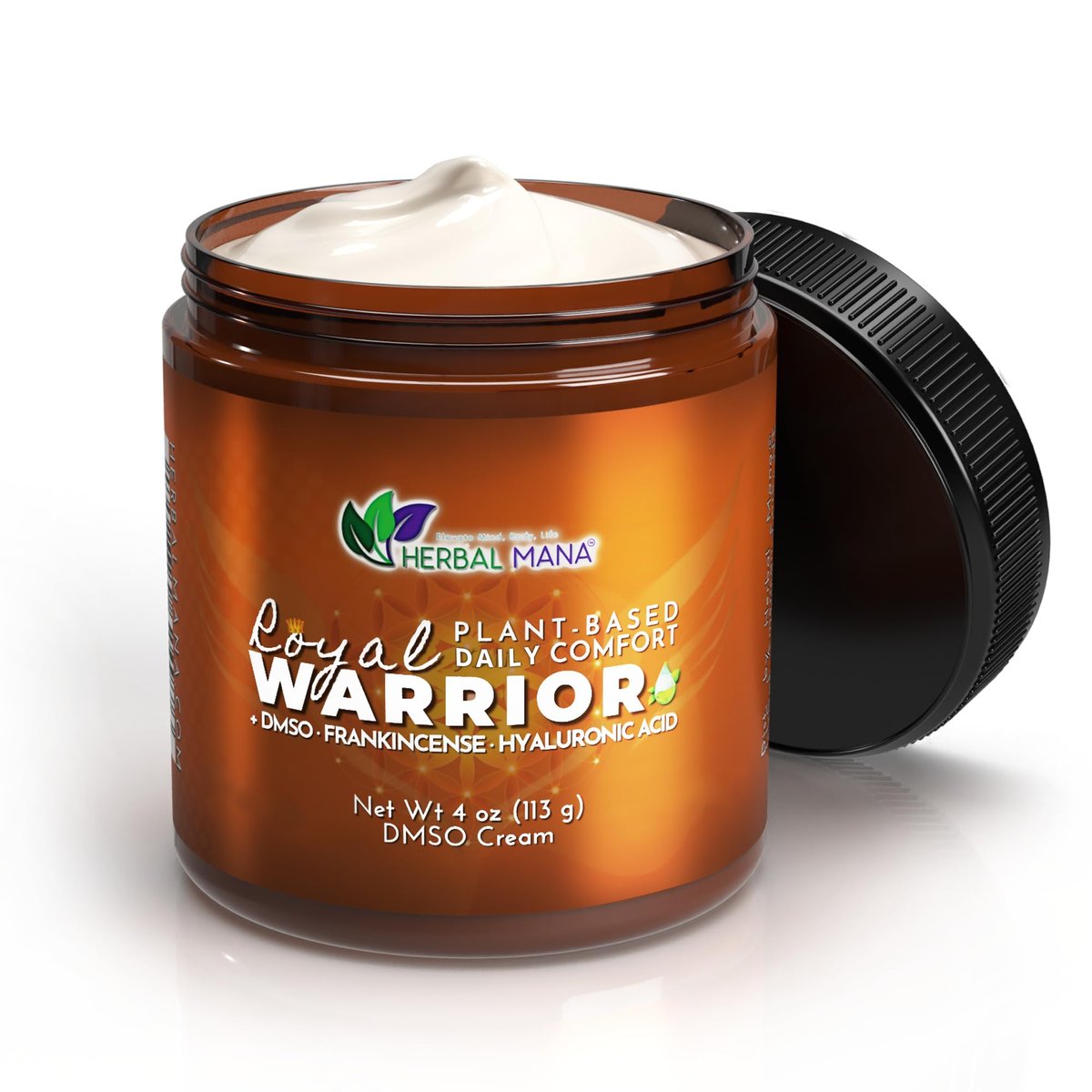 Herbal Mana Frankincense DMSO Body Cream with Magnesium & Hyaluronic Acid | Royal Warrior - 4 oz Avelisse