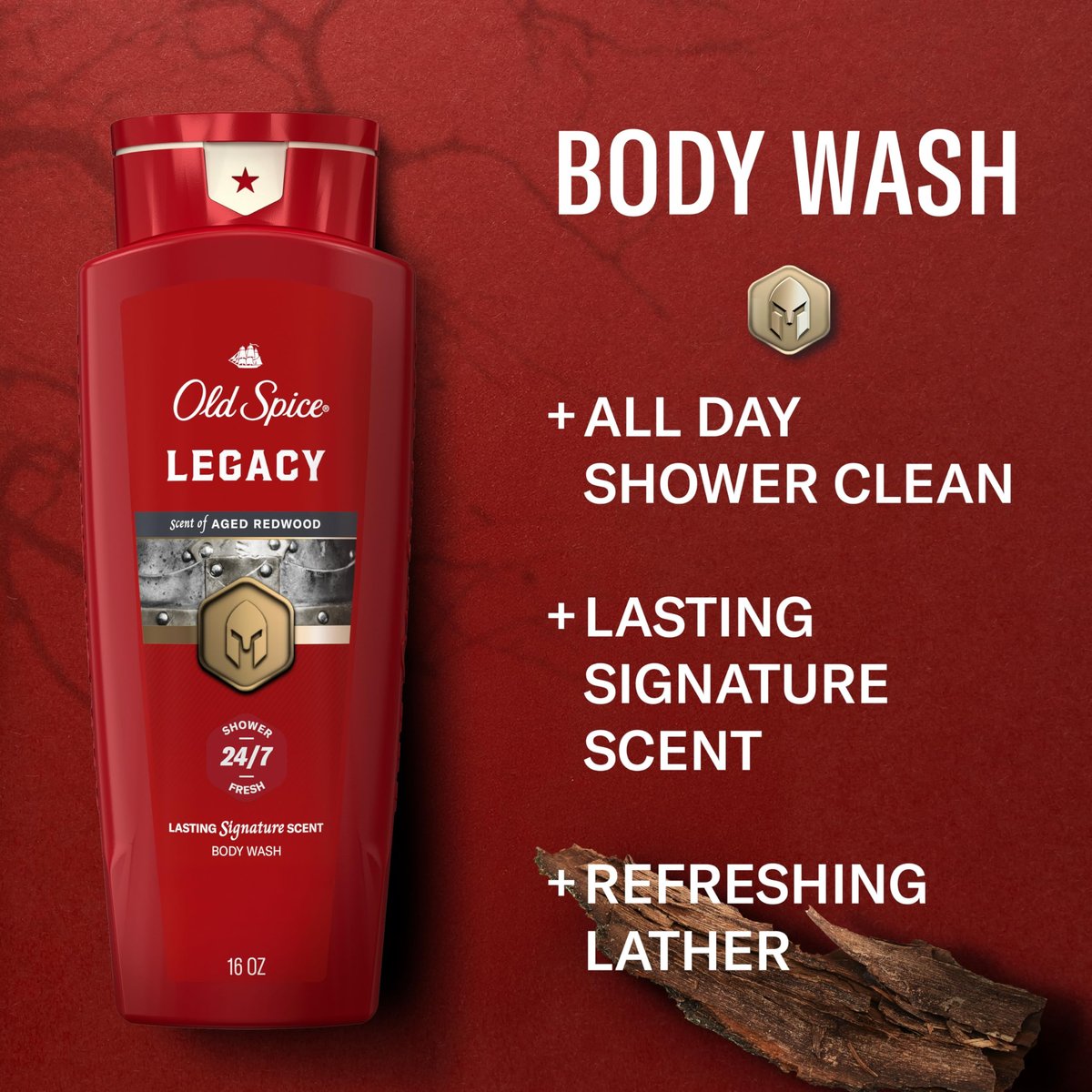 Old Spice Body Wash for Men, 24/7 Shower Fresh & Clean, Legacy with Coconut, Pine & Cedar Scent, 16 oz - görsel 3