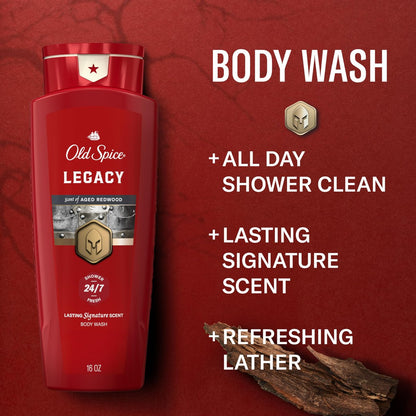 Old Spice Body Wash for Men, 24/7 Shower Fresh & Clean, Legacy with Coconut, Pine & Cedar Scent, 16 oz