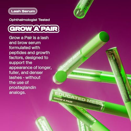 Educated Mess Grow A Pair Lash & Brow Enhancing Serum – Prostaglandin-Free, Non-Irritating Formula (5 ml / 0.17 fl oz) Avelisse