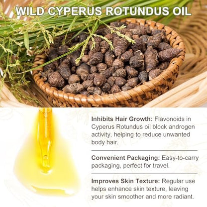 ITSDAWN Cyperus Rotundus Oil for Hair Removal – Natural Oil to Reduce Unwanted Hair & Soothe Skin, Moisturizing Body Oil for Smooth Skin, 2.02 Fl Oz