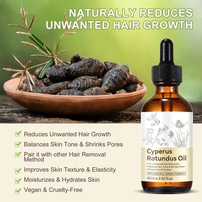 ITSDAWN Cyperus Rotundus Oil for Hair Removal – Natural Oil to Reduce Unwanted Hair & Soothe Skin, Moisturizing Body Oil for Smooth Skin, 2.02 Fl Oz