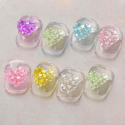 3D Clear Colorful Bubble Nail Charms and Gems - Aurora Mermaid Nail Art Glass Beads for DIY Manicure