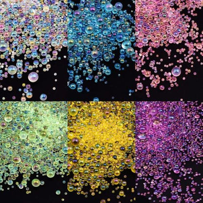 3D Clear Colorful Bubble Nail Charms and Gems - Aurora Mermaid Nail Art Glass Beads for DIY Manicure