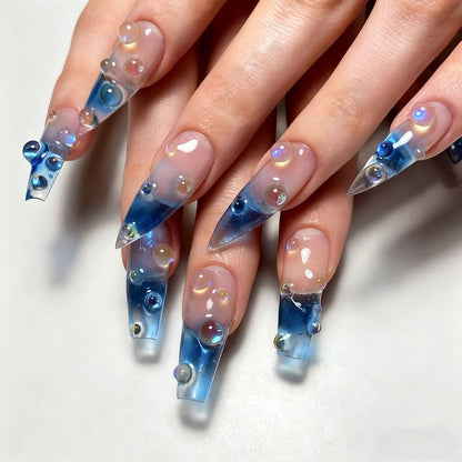 3D Clear Colorful Bubble Nail Charms and Gems - Aurora Mermaid Nail Art Glass Beads for DIY Manicure