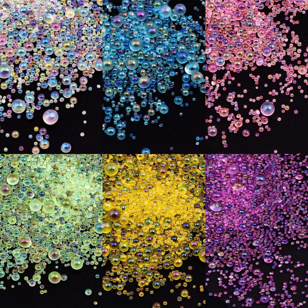 3D Clear Colorful Bubble Nail Charms and Gems - Aurora Mermaid Nail Art Glass Beads for DIY Manicure - görsel 7