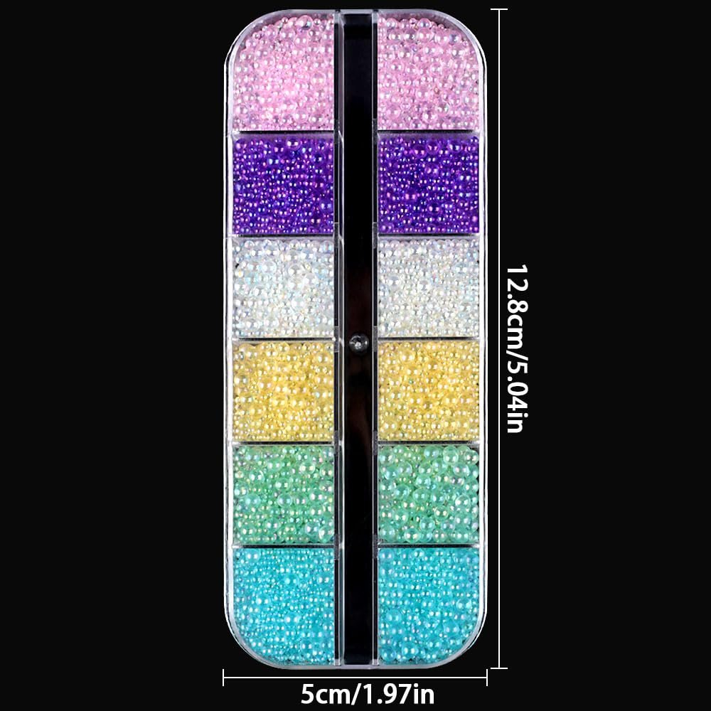3D Clear Colorful Bubble Nail Charms and Gems - Aurora Mermaid Nail Art Glass Beads for DIY Manicure - görsel 3