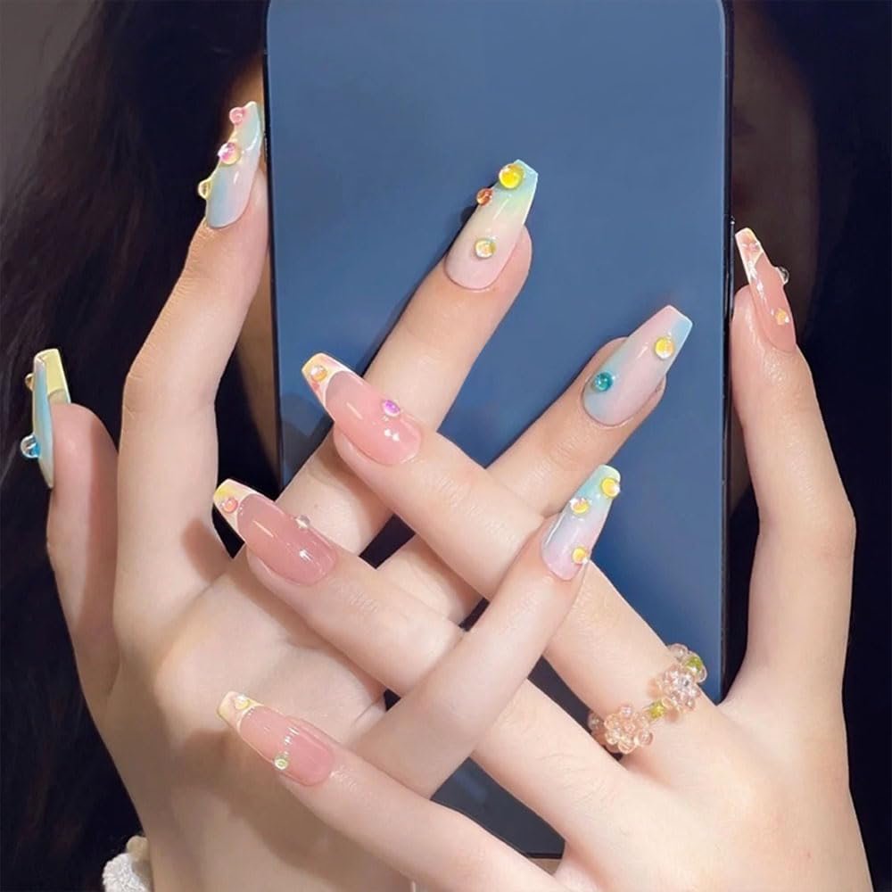 3D Clear Colorful Bubble Nail Charms and Gems - Aurora Mermaid Nail Art Glass Beads for DIY Manicure - görsel 15