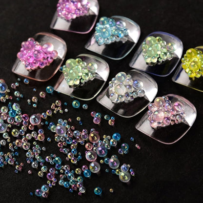 3D Clear Colorful Bubble Nail Charms and Gems - Aurora Mermaid Nail Art Glass Beads for DIY Manicure