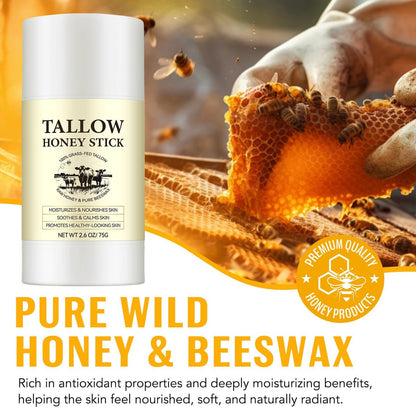Honey Tallow Balm - 100% Grass-Fed Beef Tallow Face Cream with Shea Butter & Olive Oil, Rich in Vitamins A, D, E, K & Omega Fatty Acids (75g)