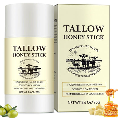 Honey Tallow Balm - 100% Grass-Fed Beef Tallow Face Cream with Shea Butter & Olive Oil, Rich in Vitamins A, D, E, K & Omega Fatty Acids (75g)