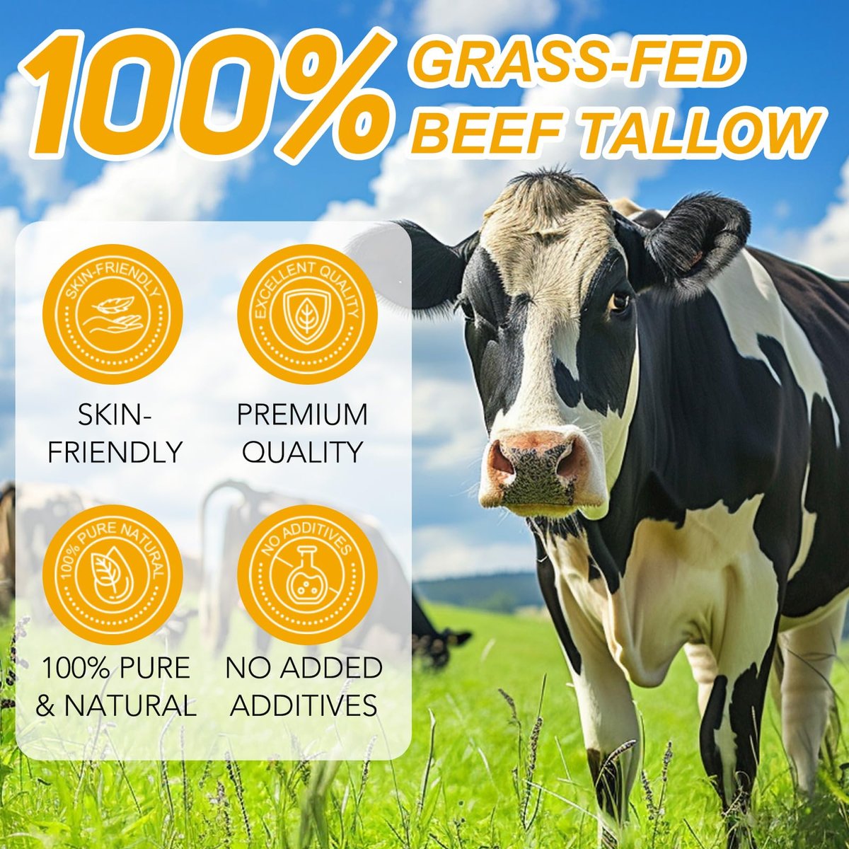 Honey Tallow Balm - 100% Grass-Fed Beef Tallow Face Cream with Shea Butter & Olive Oil, Rich in Vitamins A, D, E, K & Omega Fatty Acids (75g) - görsel 9