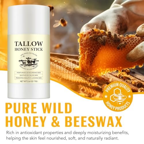 Honey Tallow Balm - 100% Grass-Fed Beef Tallow Face Cream with Shea Butter & Olive Oil, Rich in Vitamins A, D, E, K & Omega Fatty Acids (75g) - görsel 8