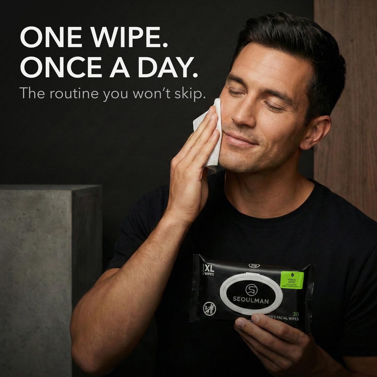 Seoulman Face Wipes for Men – All-In-One Skincare Cleansing Wipes with Niacinamide, Cica & Hyaluronic Acid – Alcohol-Free, pH Balanced – Extra Large, 30 Count - görsel 3