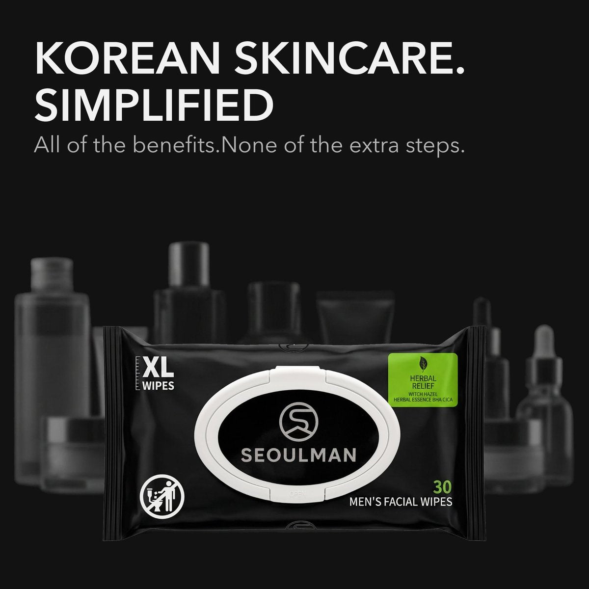 Seoulman Face Wipes for Men – All-In-One Skincare Cleansing Wipes with Niacinamide, Cica & Hyaluronic Acid – Alcohol-Free, pH Balanced – Extra Large, 30 Count - görsel 9