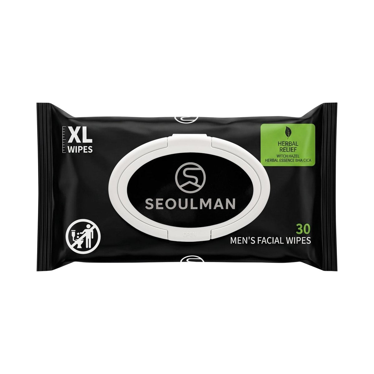 Seoulman Face Wipes for Men – All-In-One Skincare Cleansing Wipes with Niacinamide, Cica & Hyaluronic Acid – Alcohol-Free, pH Balanced – Extra Large, 30 Count - görsel 1