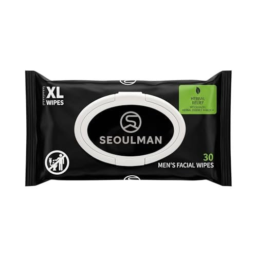 Seoulman Face Wipes for Men – All-In-One Skincare Cleansing Wipes with Niacinamide, Cica & Hyaluronic Acid – Alcohol-Free, pH Balanced – Extra Large, 30 Count - görsel 2