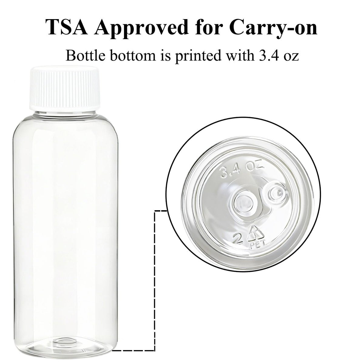 DNSEN Travel Size Empty Mouthwash Bottles 3.4 oz, White Screw Cap, Clear Toiletry Containers, 5 Pack - görsel 5