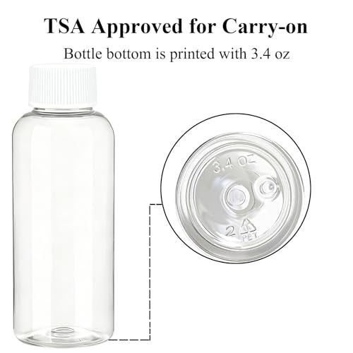 DNSEN Travel Size Empty Mouthwash Bottles 3.4 oz, White Screw Cap, Clear Toiletry Containers, 5 Pack - görsel 6