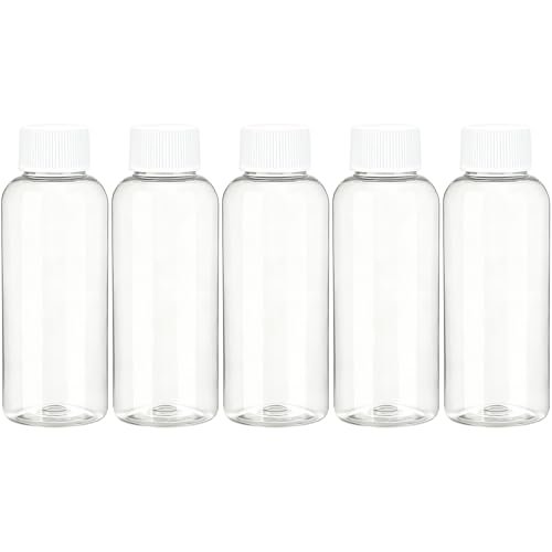 DNSEN Travel Size Empty Mouthwash Bottles 3.4 oz, White Screw Cap, Clear Toiletry Containers, 5 Pack - görsel 2