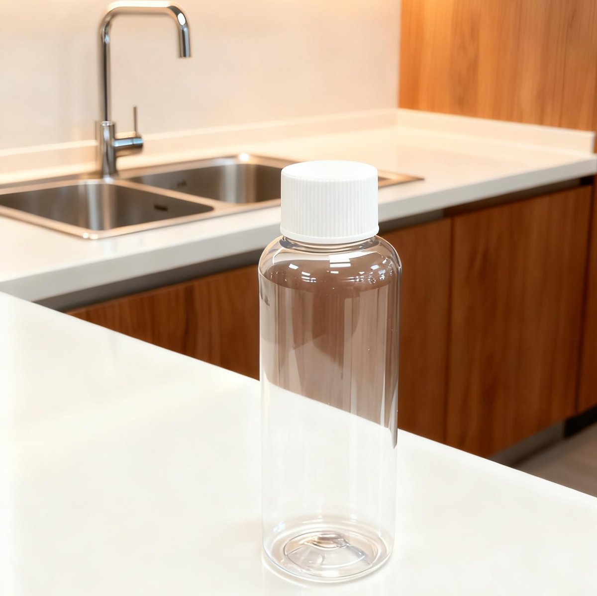 DNSEN Travel Size Empty Mouthwash Bottles 3.4 oz, White Screw Cap, Clear Toiletry Containers, 5 Pack - görsel 11