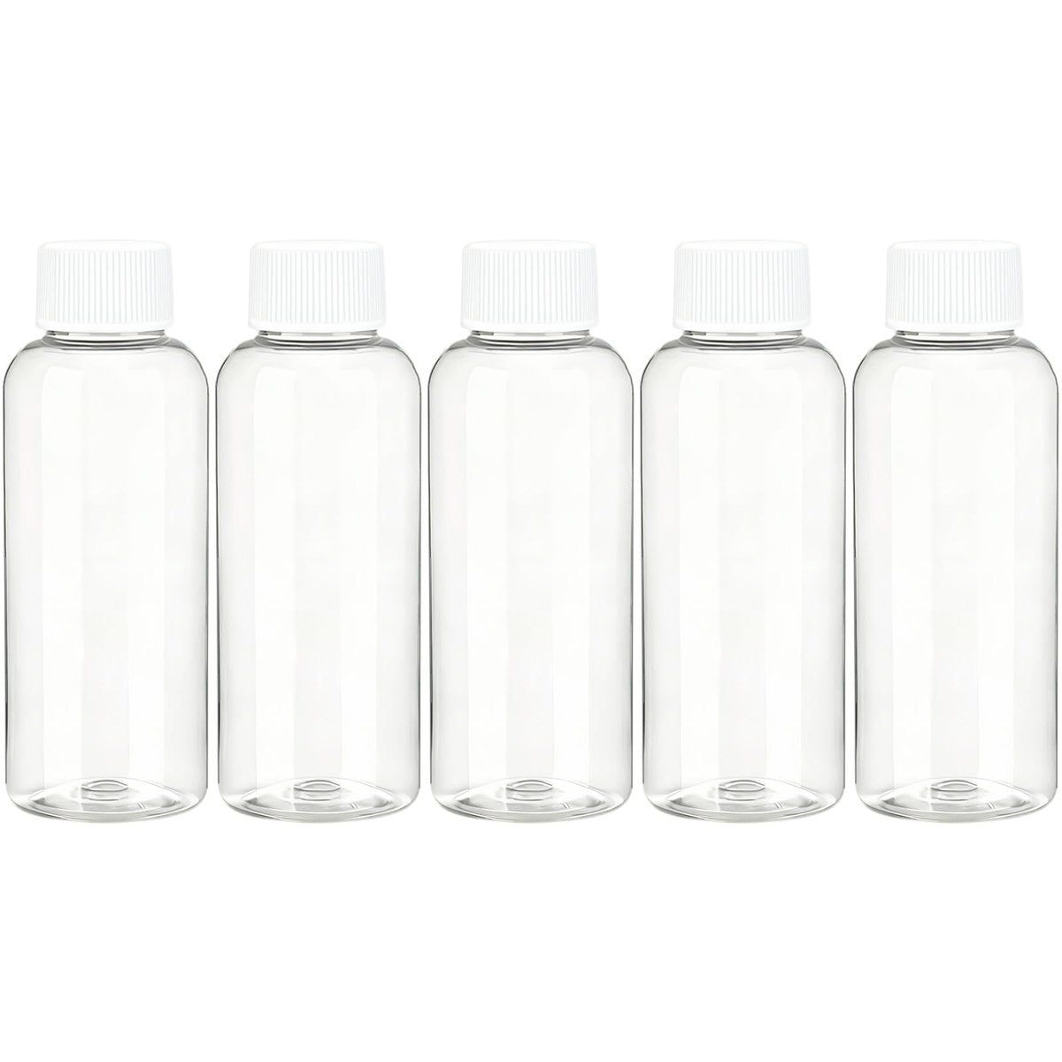 DNSEN Travel Size Empty Mouthwash Bottles 3.4 oz, White Screw Cap, Clear Toiletry Containers, 5 Pack - görsel 1