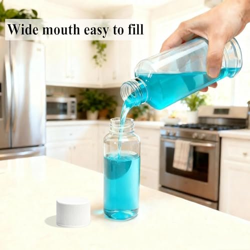 DNSEN Travel Size Empty Mouthwash Bottles 3.4 oz, White Screw Cap, Clear Toiletry Containers, 5 Pack - görsel 8