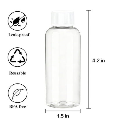 DNSEN Travel Size Empty Mouthwash Bottles 3.4 oz, White Screw Cap, Clear Toiletry Containers, 5 Pack