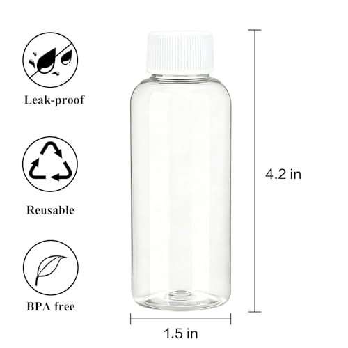 DNSEN Travel Size Empty Mouthwash Bottles 3.4 oz, White Screw Cap, Clear Toiletry Containers, 5 Pack - görsel 4