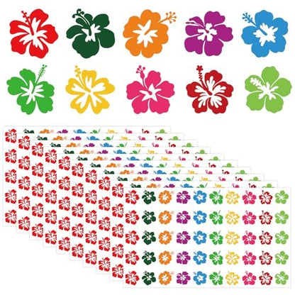 Whaline 500Pcs Hibiscus Flower Tanning Sunbathing Stickers - Colorful Floral Self Adhesive Body Decals for Summer Beach Hawaiian Tropical Luau Salon Party Supplies Avelisse