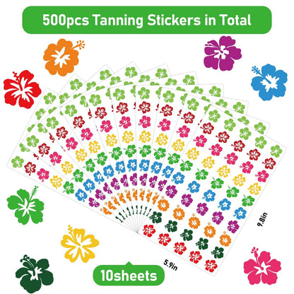 Whaline 500Pcs Hibiscus Flower Tanning Sunbathing Stickers - Colorful Floral Self Adhesive Body Decals for Summer Beach Hawaiian Tropical Luau Salon Party Supplies Avelisse