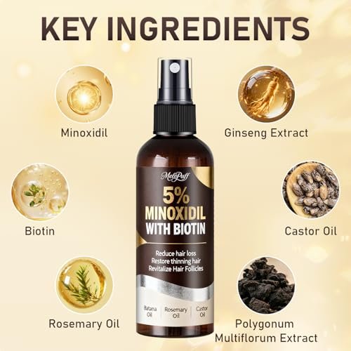 5% Minoxidil for Men & Women - Hair Growth & Beard Regrowth Biotin Serum with Rosemary & Batana Extract, Extra Strength Hair Loss Treatment to Regrow Thicker & Fuller Hair, 3.38 Oz - görsel 14