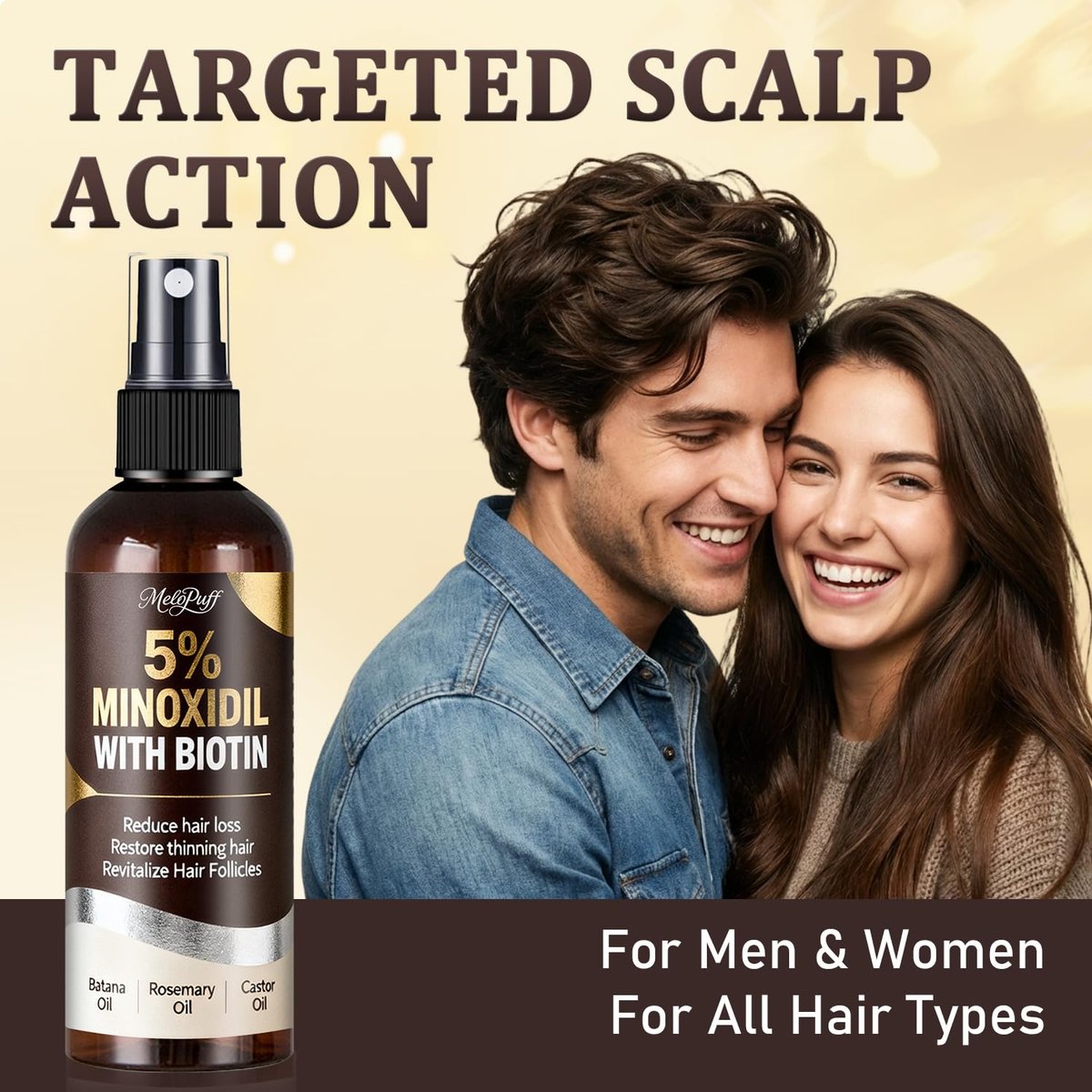 5% Minoxidil for Men & Women - Hair Growth & Beard Regrowth Biotin Serum with Rosemary & Batana Extract, Extra Strength Hair Loss Treatment to Regrow Thicker & Fuller Hair, 3.38 Oz - görsel 11