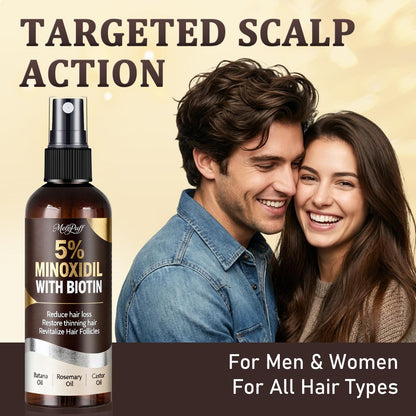 5% Minoxidil for Men & Women - Hair Growth & Beard Regrowth Biotin Serum with Rosemary & Batana Extract, Extra Strength Hair Loss Treatment to Regrow Thicker & Fuller Hair, 3.38 Oz
