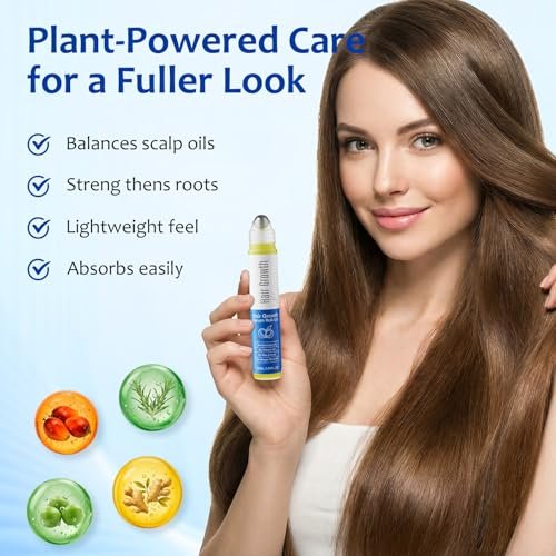 Hair Growth Serum Roll On with 3% Rosemary, 3% Batana Oil, 2% Pea Extract, 2% Ginger Root Oil - Thicker Hair & Stronger Roots (30ml) Avelisse