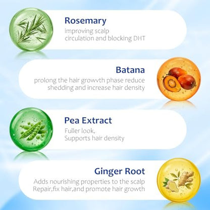 Hair Growth Serum Roll On with 3% Rosemary, 3% Batana Oil, 2% Pea Extract, 2% Ginger Root Oil - Thicker Hair & Stronger Roots (30ml) Avelisse