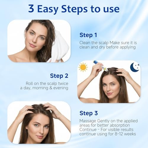 Hair Growth Serum Roll On with 3% Rosemary, 3% Batana Oil, 2% Pea Extract, 2% Ginger Root Oil - Thicker Hair & Stronger Roots (30ml) Avelisse