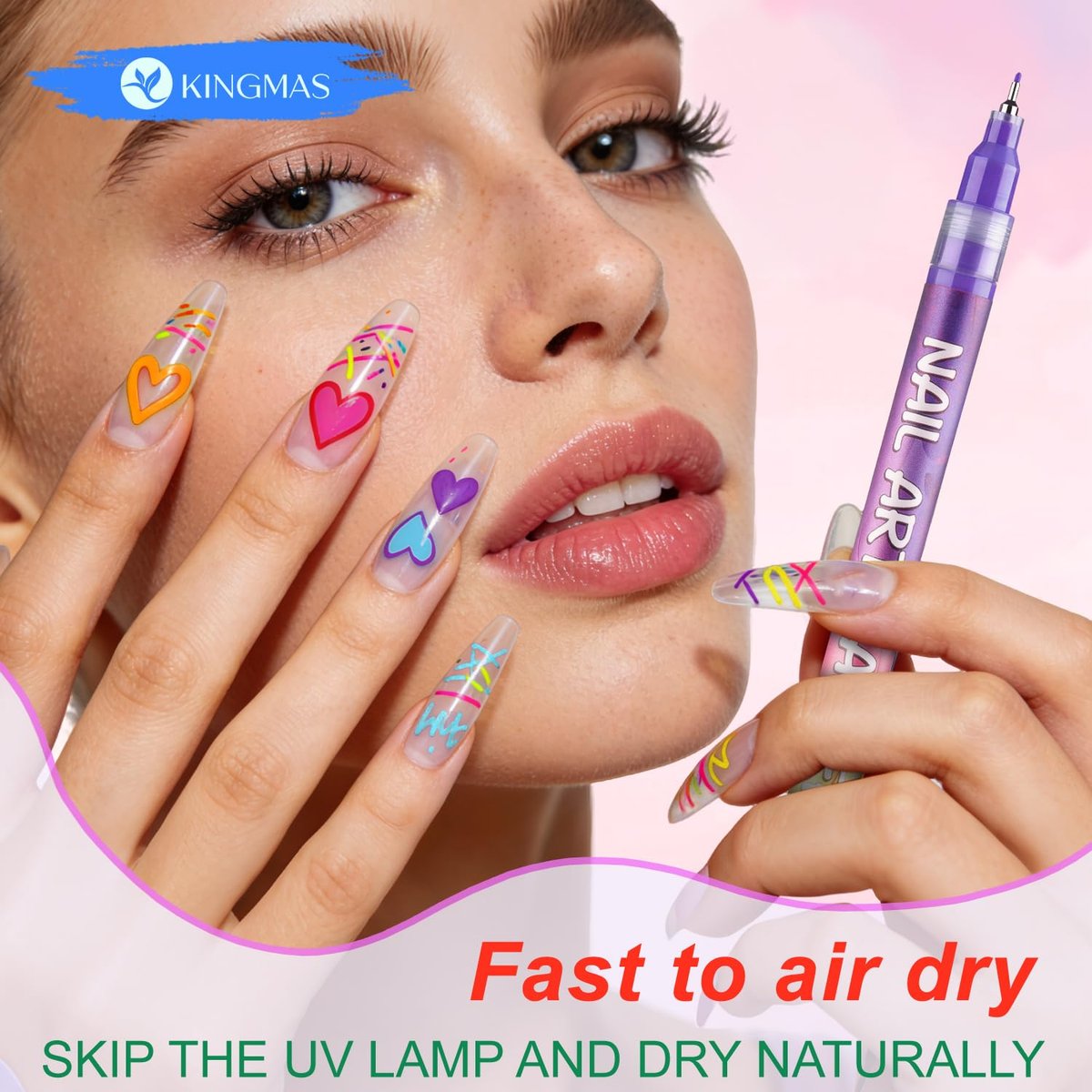 KINGMAS 12 Color Nail Art Pens – 0.5mm Fine Tip Nail Polish Marker Set for DIY Manicure, Waterproof & Quick-Drying Acrylic Painted Pen Kit - görsel 11