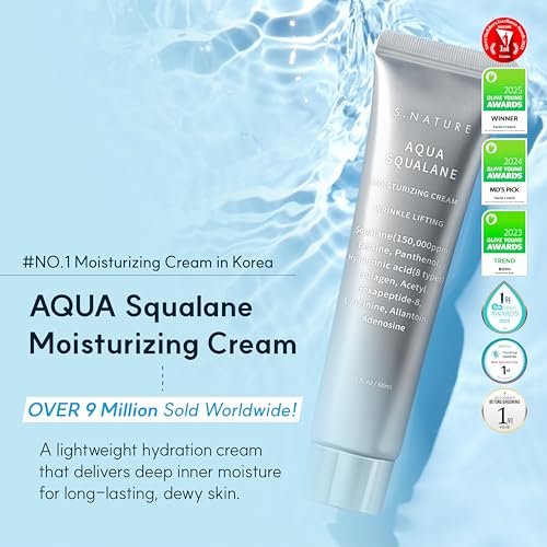 S.NATURE Limited Holiday Gift Set for Hydration & Glass Skin | Aqua Squalane Cream 60ml + Aqua Oasis Toner 12ml | Korean Skin Care Set Avelisse