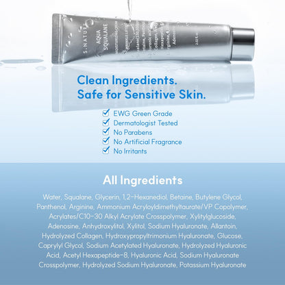S.NATURE Limited Holiday Gift Set for Hydration & Glass Skin | Aqua Squalane Cream 60ml + Aqua Oasis Toner 12ml | Korean Skin Care Set Avelisse