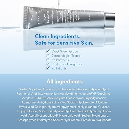 S.NATURE Limited Holiday Gift Set for Hydration & Glass Skin | Aqua Squalane Cream 60ml + Aqua Oasis Toner 12ml | Korean Skin Care Set Avelisse