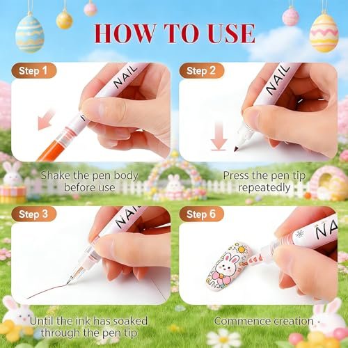TUONU 12-Color Nail Art Pens Set - Fine Tip 0.5mm Nail Art Markers for DIY Nail Design, Dotting, Drawing, and Painting - Perfect for Home and Salon Use - görsel 5