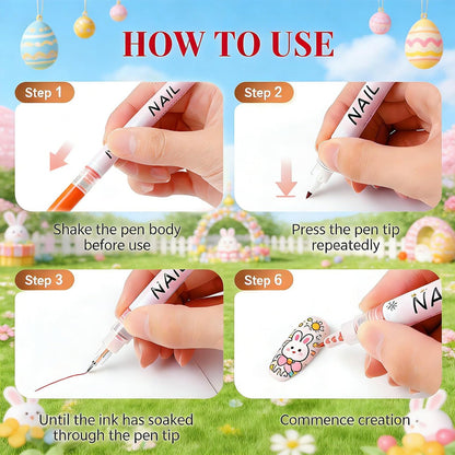 TUONU 12-Color Nail Art Pens Set - Fine Tip 0.5mm Nail Art Markers for DIY Nail Design, Dotting, Drawing, and Painting - Perfect for Home and Salon Use