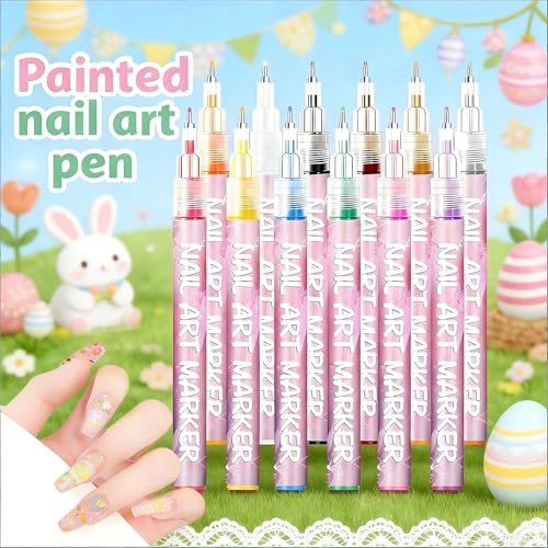 TUONU 12-Color Nail Art Pens Set - Fine Tip 0.5mm Nail Art Markers for DIY Nail Design, Dotting, Drawing, and Painting - Perfect for Home and Salon Use - görsel 9