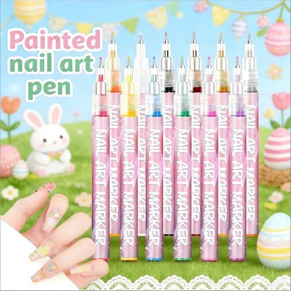TUONU 12-Color Nail Art Pens Set - Fine Tip 0.5mm Nail Art Markers for DIY Nail Design, Dotting, Drawing, and Painting - Perfect for Home and Salon Use