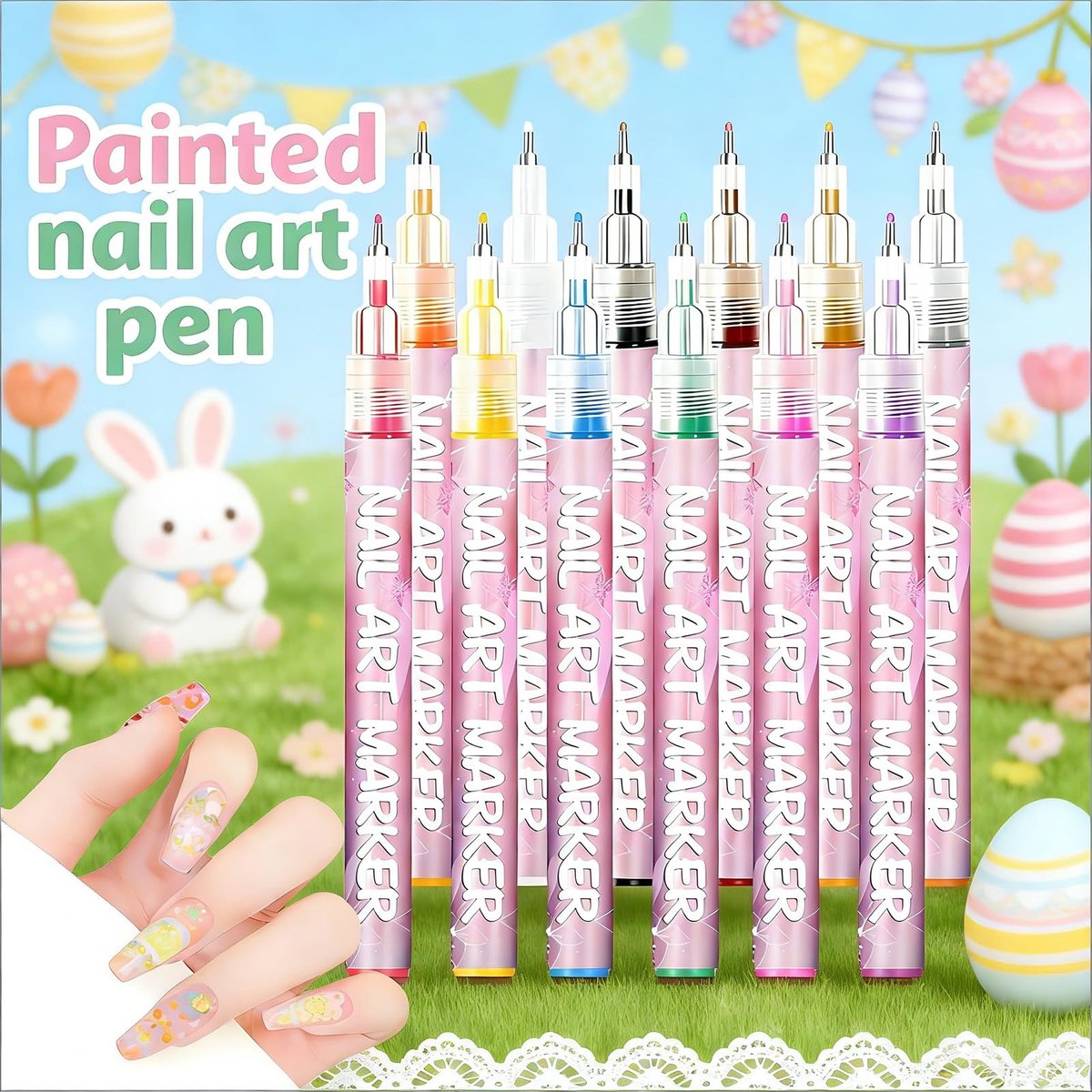 TUONU 12-Color Nail Art Pens Set - Fine Tip 0.5mm Nail Art Markers for DIY Nail Design, Dotting, Drawing, and Painting - Perfect for Home and Salon Use - görsel 10